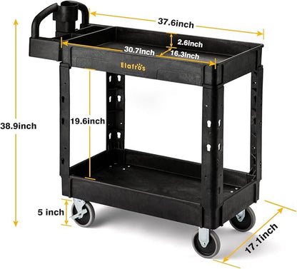 ELAFROS Utility Cart with Ergonomic Handle and Built-in Tool Compartments - Image 2