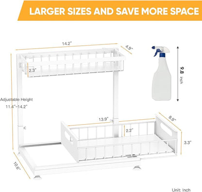2 Pack Under Sink Organizer Storage 2-Tier Premium Metal Pull-Out Racks - Image 7