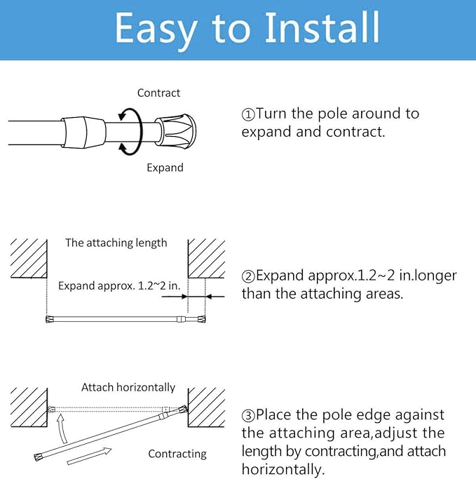 AIZESI Spring Tension Curtain Rods Short Tension Rod - Image 5