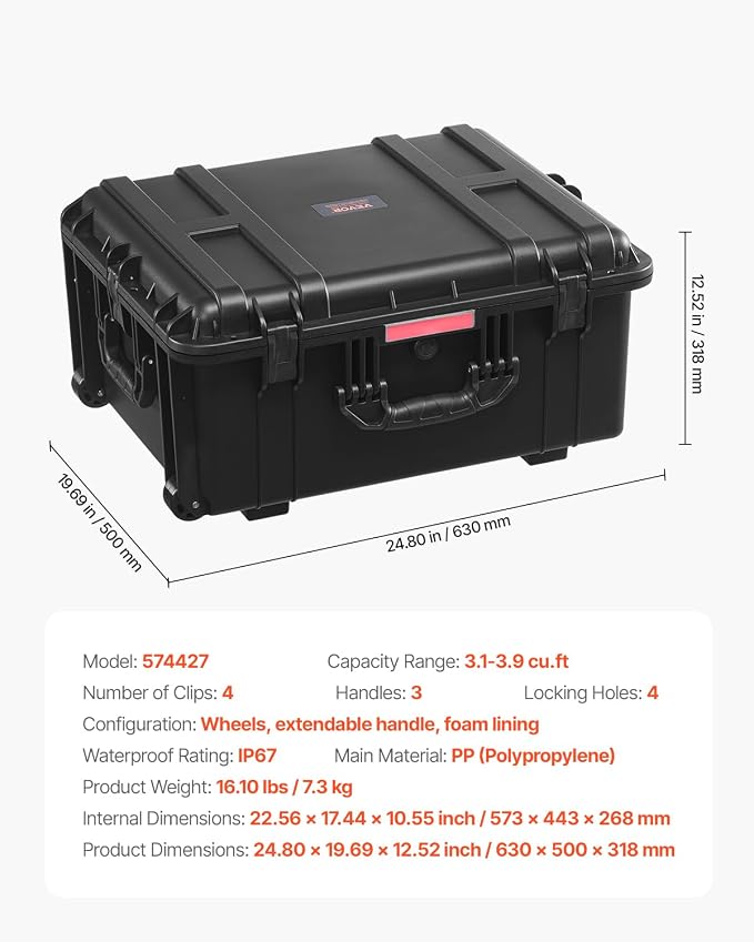 VEVOR Weatherproof Hard Case, Heavy Duty Protective Dry Box Case - Image 7