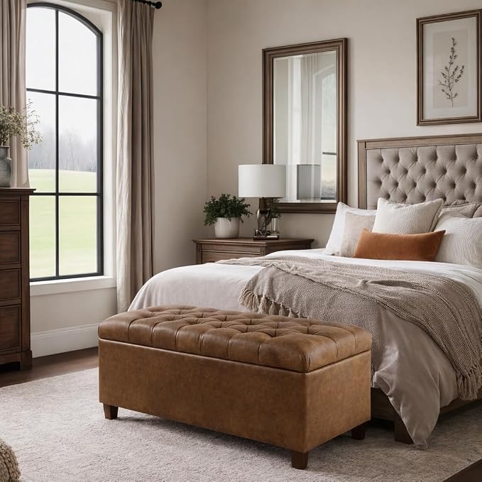 HomePop 40" Button Tufted Storage Bench - Image 5