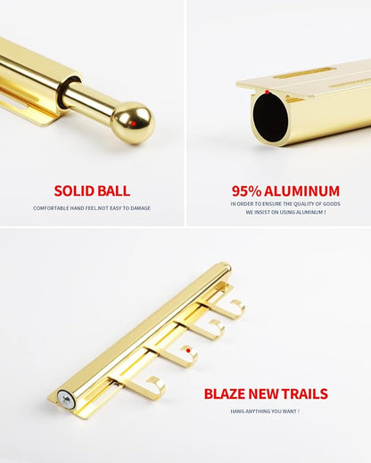 BaiNong Valet Rod for Closets Pull Out 12" Gold - Image 6