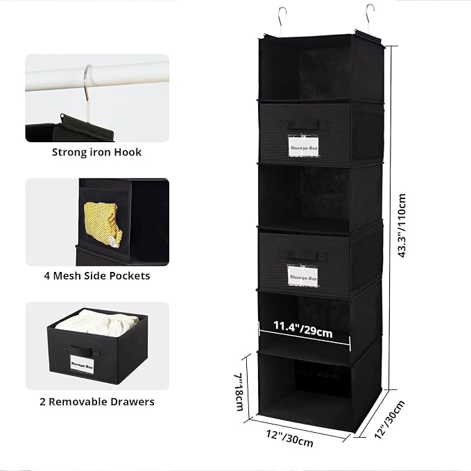 BrilliantJo 2 Pack 6 Shelves Hanging Closet Organizer - Image 3