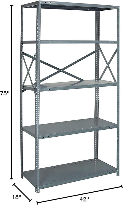 Quantum Storage Systems 75-1842-5 IRONMAN Solid Heavy Duty 5 Shelves 75" H x - Image 2