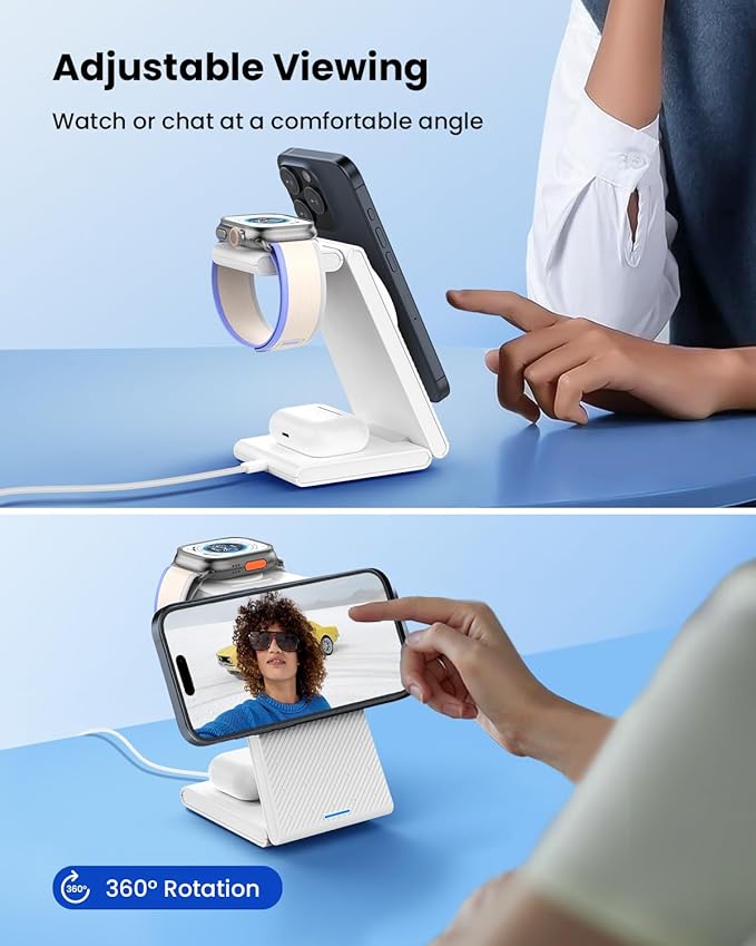 3 in 1 Wireless Charging Station, Foldable Magnetic Wireless Charger Stand - Image 3