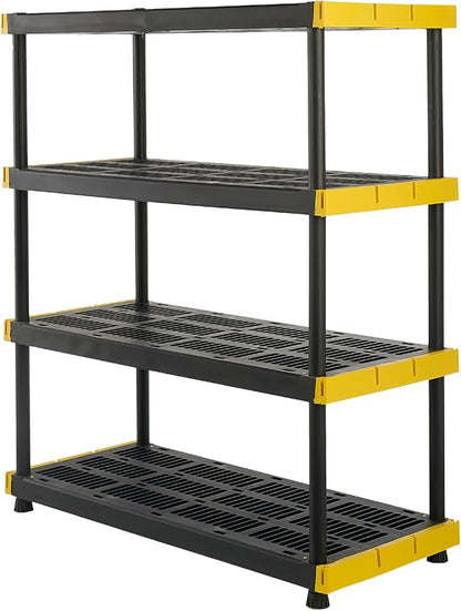 CX Black & Yellow, 4-Tier Heavy Duty Plastic Storage Shelving Unit, 200lbs/shelf by BLACKYELLOW