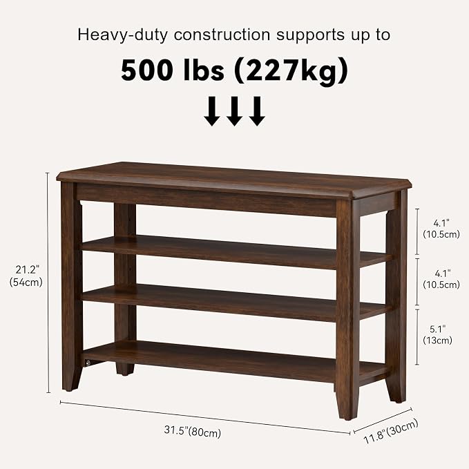 Taitiy Shoe Bench Storage Rubberwood, Entryway Bench - Image 2