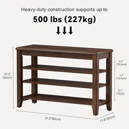 Taitiy Shoe Bench Storage Rubberwood, Entryway Bench - Image 2