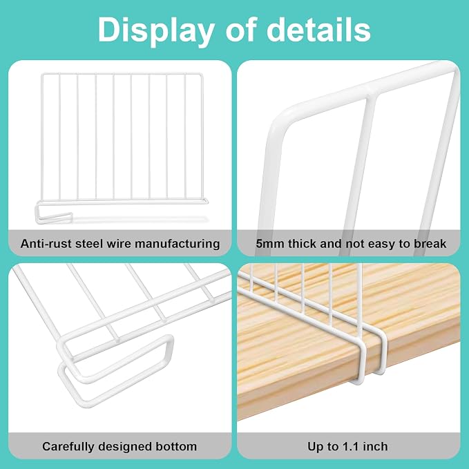 Shelf Dividers for Closet Organization, 8 Pack Metal Closet Shelf Dividers - Image 6