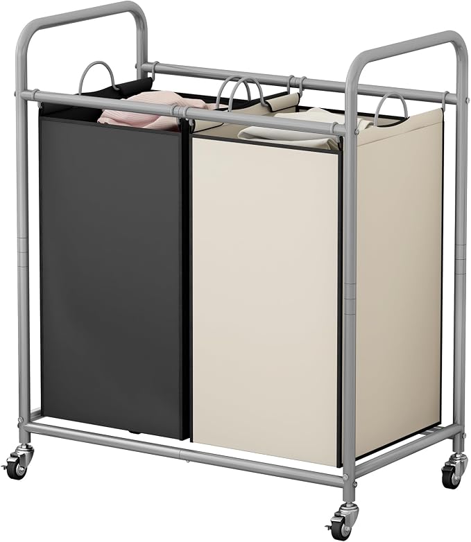SUOERNUO Laundry Sorter Basket 2 Bag Laundry Hamper Cart by SUOERNUO