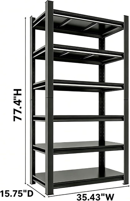 36" W Metal Garage Shelving, 6 Tier Adjustable Steel Standing Shelf Units - Image 2