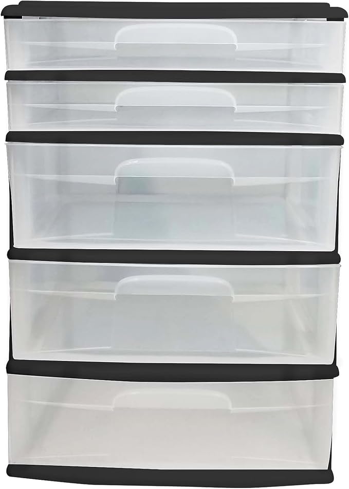 HOMZ Plastic 5 Drawer Wide Storage Tower - Image 8