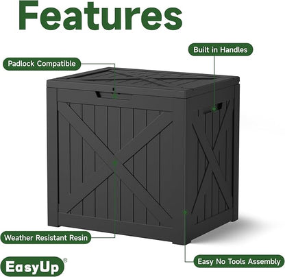 EasyUp 32 Gallon Outdoor Storage Box, Resin Waterproof UV-Resistant Deck Box - Image 3