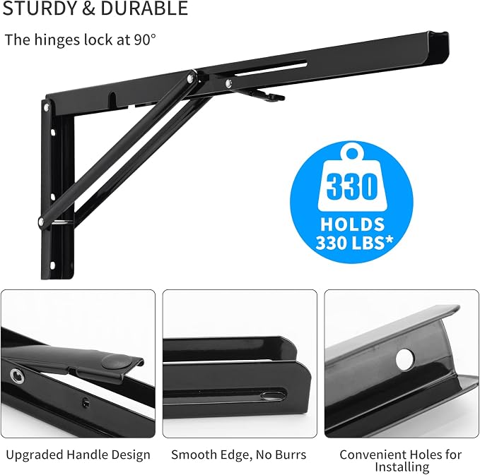 YUMORE Folding Shelf Brackets, 18 Inch Heavy Duty Collapsible Shelf Bracket - Image 3