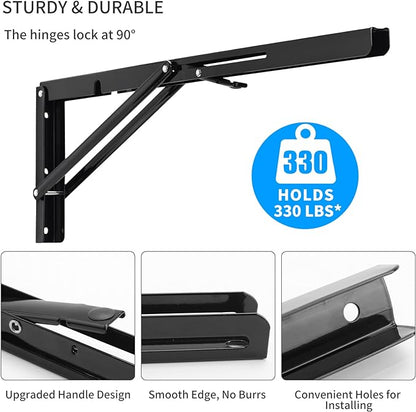 YUMORE Folding Shelf Brackets, 24 Inch Heavy Duty L Bracket, Max Load: 330lb - Image 4