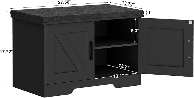HOMSHO Farmhouse Shoe Storage Bench - Image 3