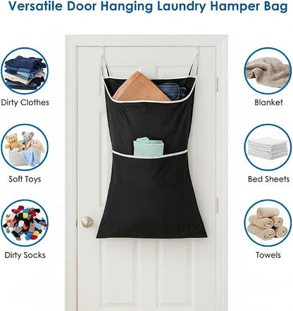 2-in-1 XL Hanging Laundry Hamper Bag 36x22in + Pop Up Mesh Laundry Basket | - Image 4