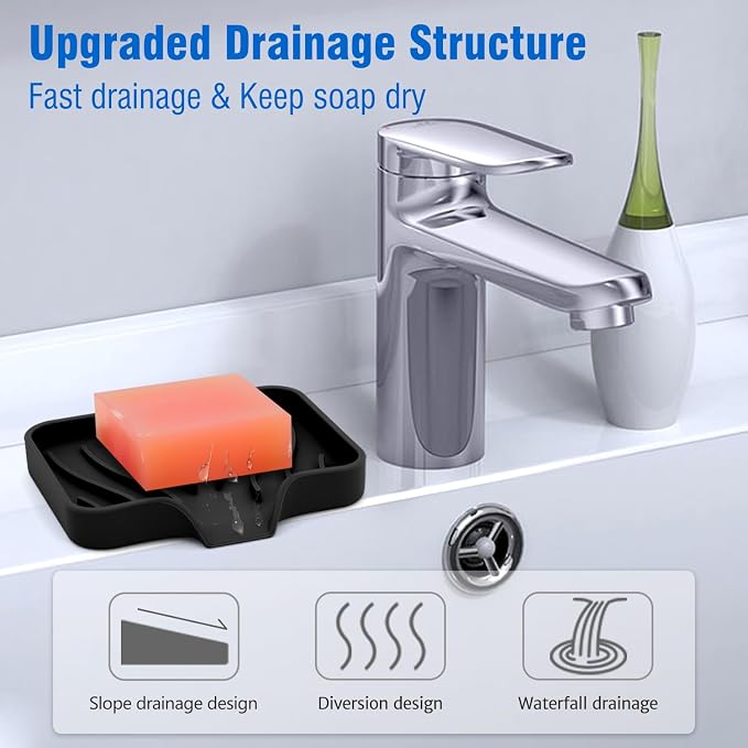 3-Pack Silicone Soap Dish Set – Bar Soap Holder - Image 2