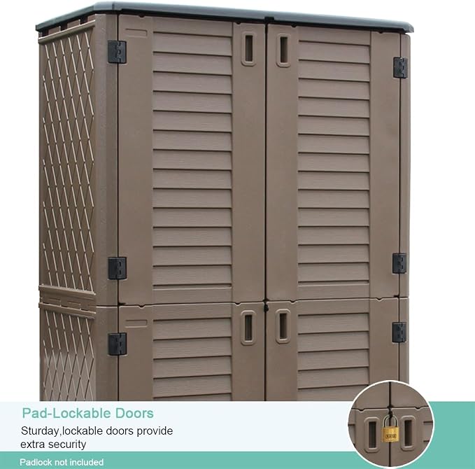 KINYING Outdoor Storage Shed Waterproof, Resin Vertical Outdoor Storage Cabinet - Image 7