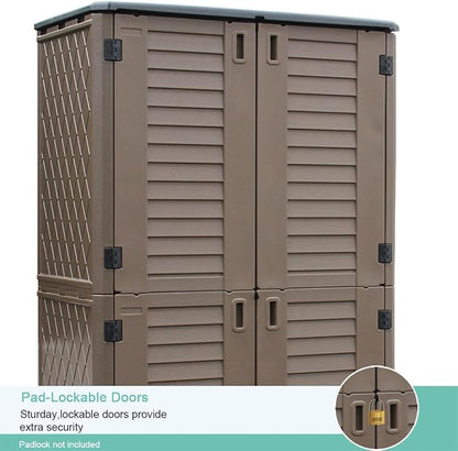 KINYING Outdoor Storage Shed Waterproof, Resin Vertical Outdoor Storage Cabinet - Image 7