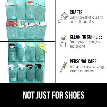 GORILLA GRIP Over the Door Shoe Organizer, 24 Large Breathable Mesh Pockets - Image 7