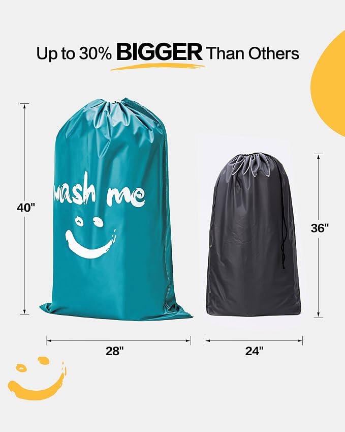 HOMEST 2 Pack XL Laundry Bags 28" x 40", Extra Large Dirty Clothes Organizer - Image 2