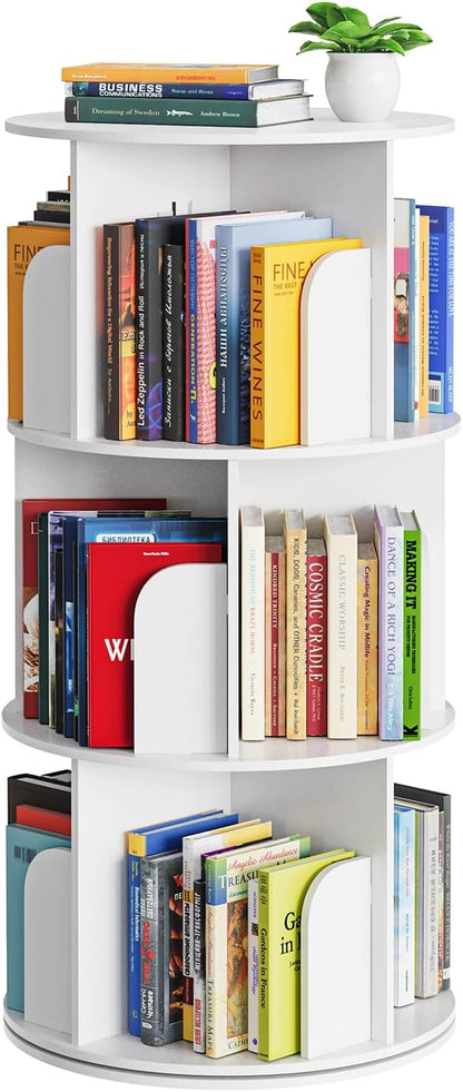 SpaceAid Cross Style 3 Tier Rotating Bookshelf, Spinning 360 Bookcase Lazy by SpaceAid