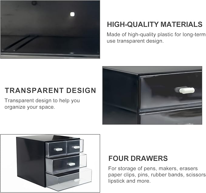 Desk Organizer with Drawer, Desk Storage Box, Plastic Office Stationery - Image 5