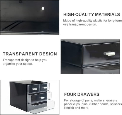 Desk Organizer with Drawer, Desk Storage Box, Plastic Office Stationery - Image 5