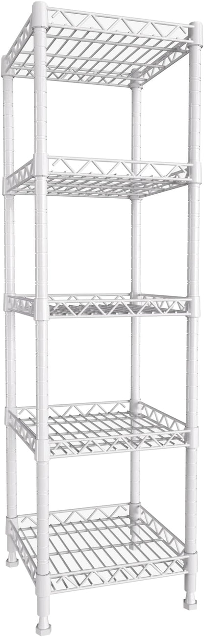 GIOTORENT 5 Tier Standing Shelving Metal Units, Adjustable Height Wire Shelf - Image 8