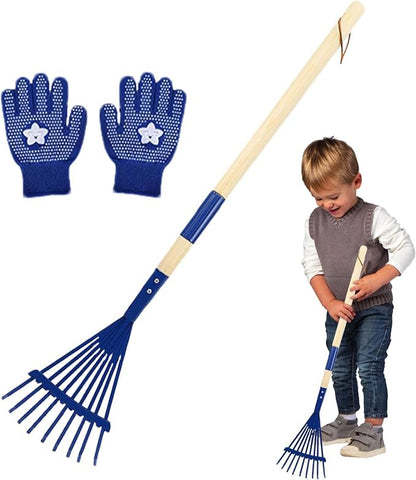 Kids Leaf Rake, 27 Inch Detachable Wooden Handle - Image 9
