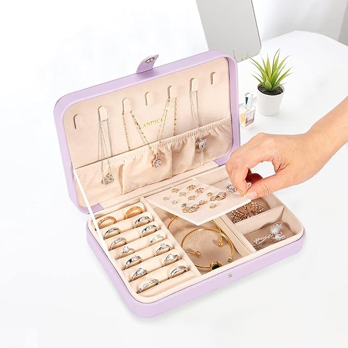 LANDICI Small Jewelry Box for Women Girls, PU Leather Travel Jewelry Case - Image 5