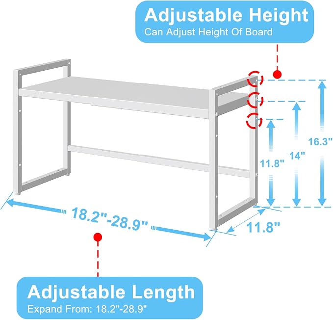 2 Pack Expandable Kitchen Storage Shelves, 110LBS Heavy Duty Metal Shelving - Image 2