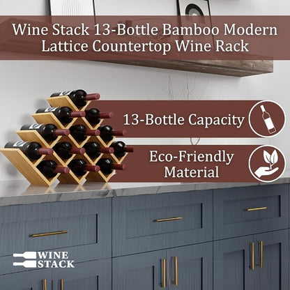 13 Bottle Bamboo Small Wine Rack - Image 2