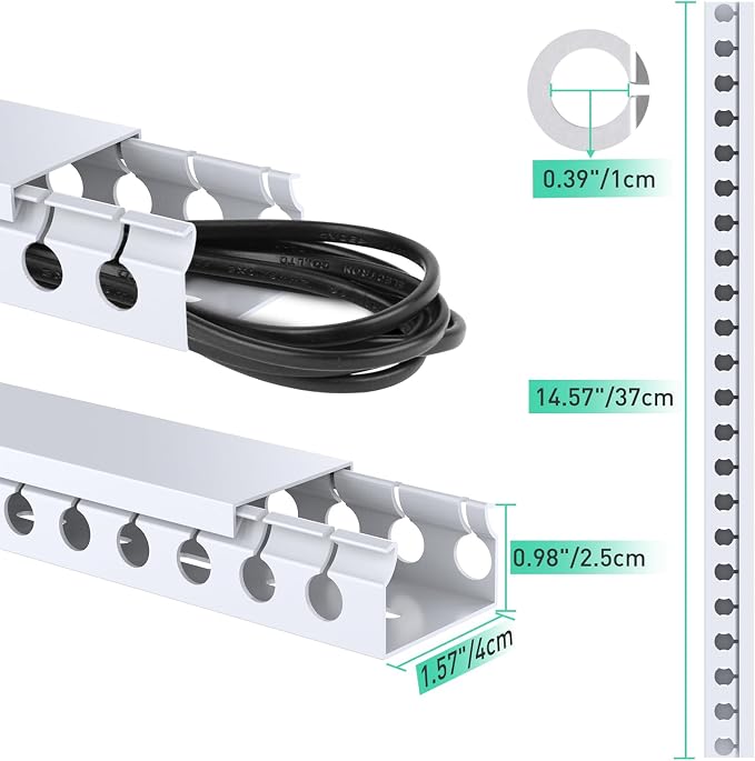Updated White Cable Raceway Kit, 77 inch Open Slot Wire Covers - Image 4