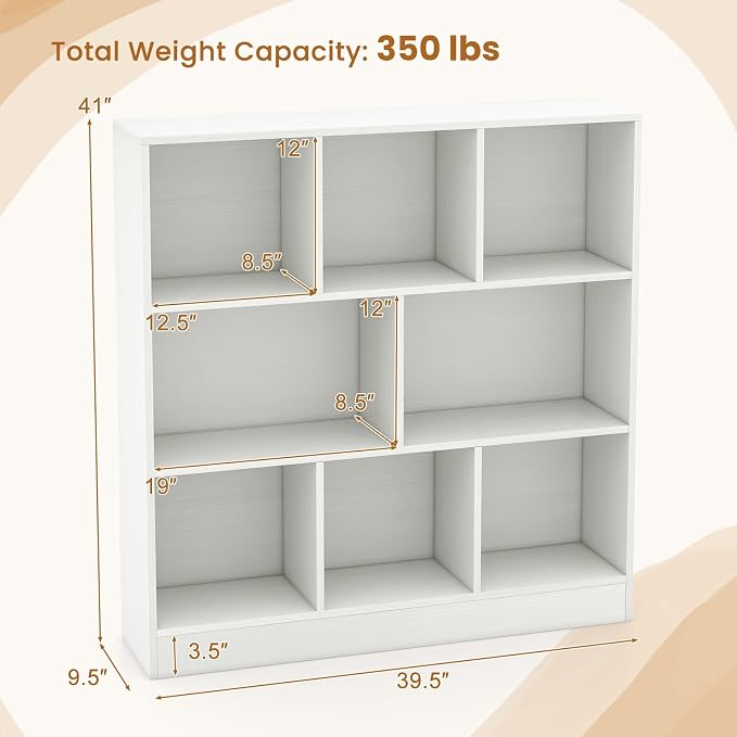 Giantex 8 Cube Bookcase, 4-Tier Freestanding Bookshelf w/ 8 Open Compartments - Image 2