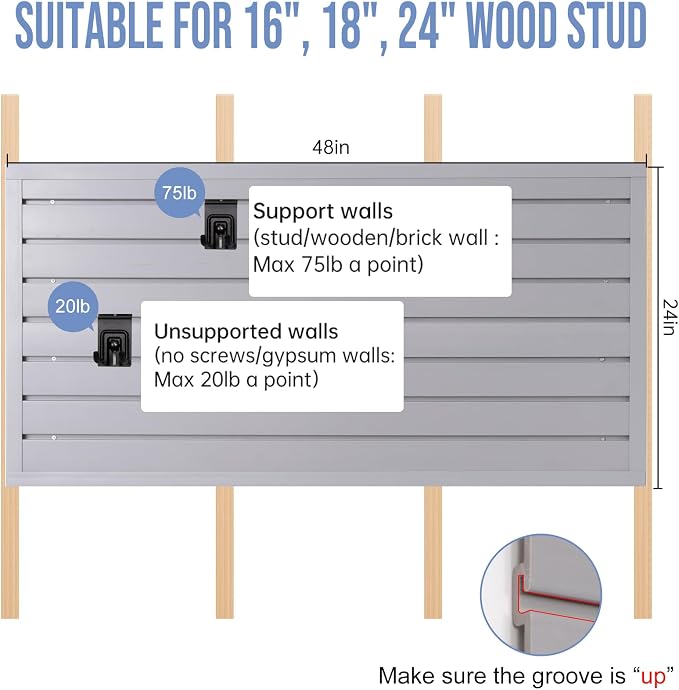 Slatwall Panels Garage Slat Wall Storage Systems 4'x 8', Slat Wall Paneling - Image 6