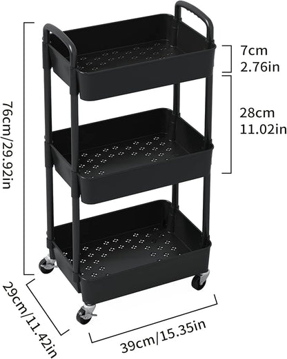 Sywhitta 3-Tier Plastic Rolling Utility Cart - Image 2