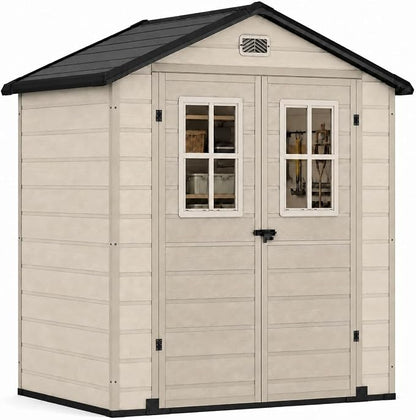 DWVO 6x4.4 FT Outdoor Storage Shed, Plastic Garden Tool Shed by DWVO