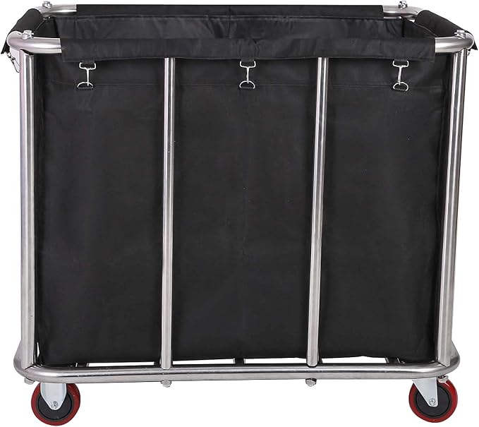 Large Laundry Cart with Wheels, Commercial Stainless Steel Heavy Duty Service - Image 3