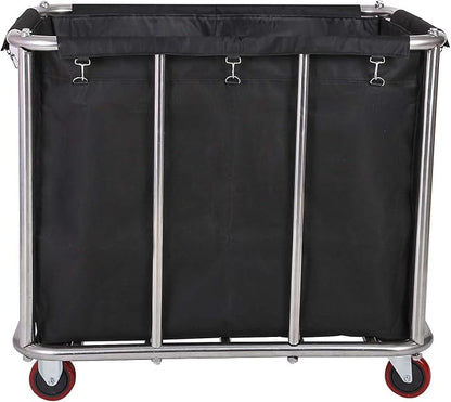 Large Laundry Cart with Wheels, Commercial Stainless Steel Heavy Duty Service - Image 3