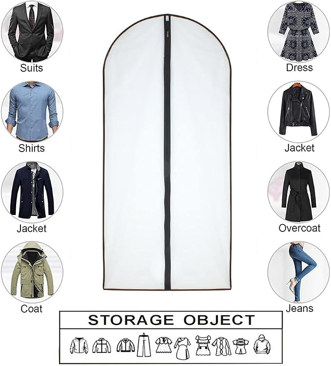 HomeClean Hanging Garment Bag Lightweight Clear Full Zipper Black Dress Bags - Image 7
