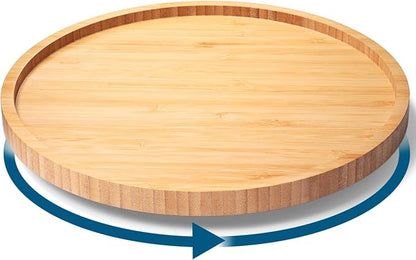 Lazy Susan Organizer for Kitchen, Bamboo Turntable for Cabinet, Middle（Natural） by VERTORGAN