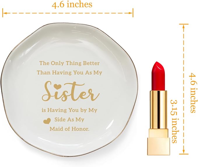 HOME SMILE Maid of Honor Gifts From Bride Ring Dish-The Only Better Thing Than - Image 5