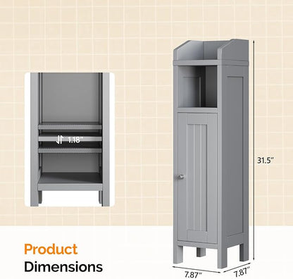 VINGLI Small Storage Corner Floor Cabinet, 7.9" Narrow Toilet Paper Storage - Image 3