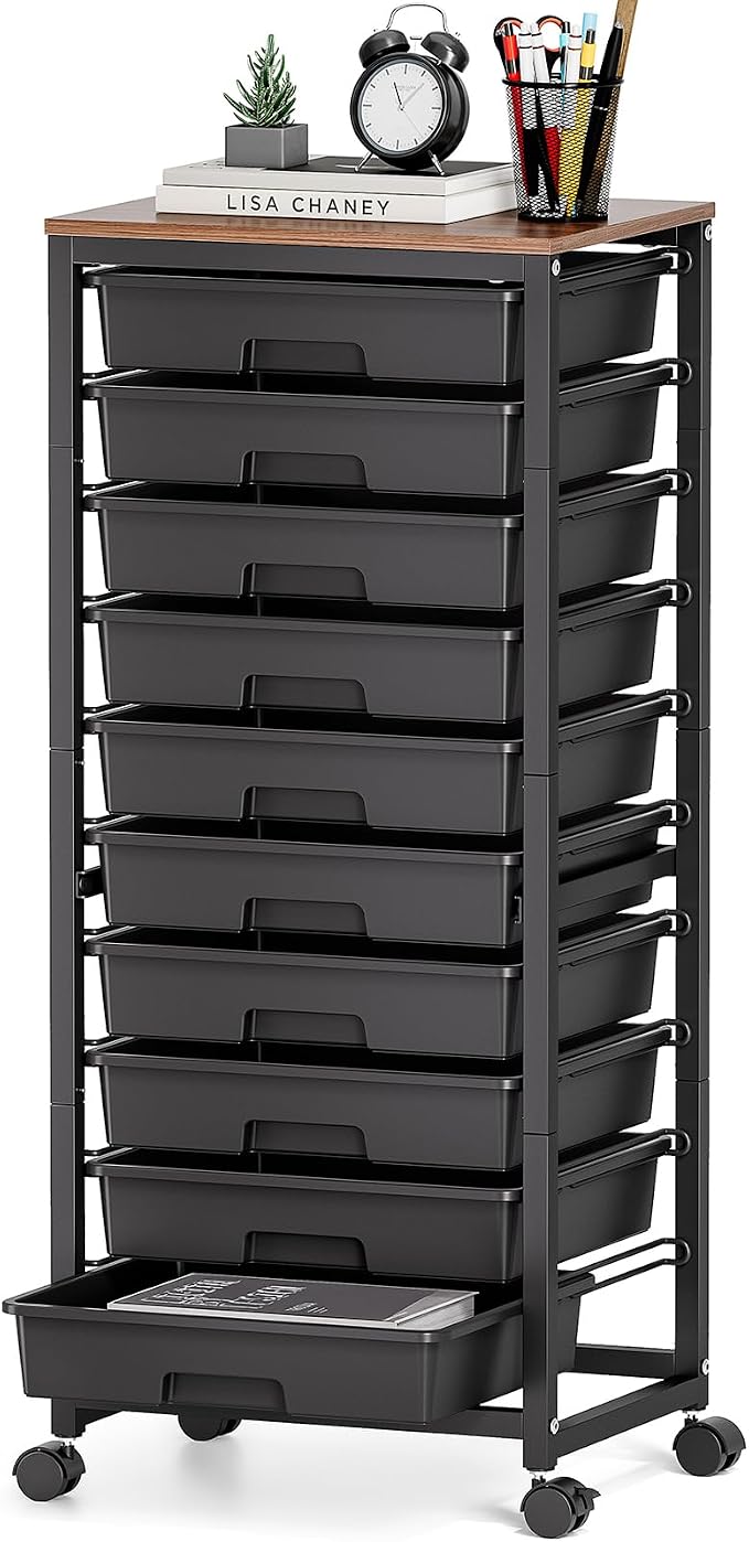 Rolling Cart with Drawers, 10 Drawer Rolling Cart, Storage Cart, Utility Cart by SYKIARIOL