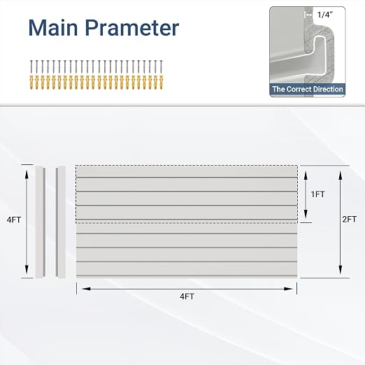 Slatwall Panel 4 FT x 2 FT, Interlocking Slat Wall Paneling, Wall Mounted PVC - Image 2