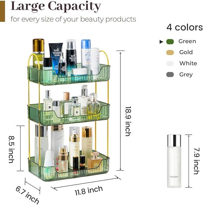 Aveniee Bathroom Counter Organizer, 3 Tier Perfume Skin Care Countertop Storage - Image 3