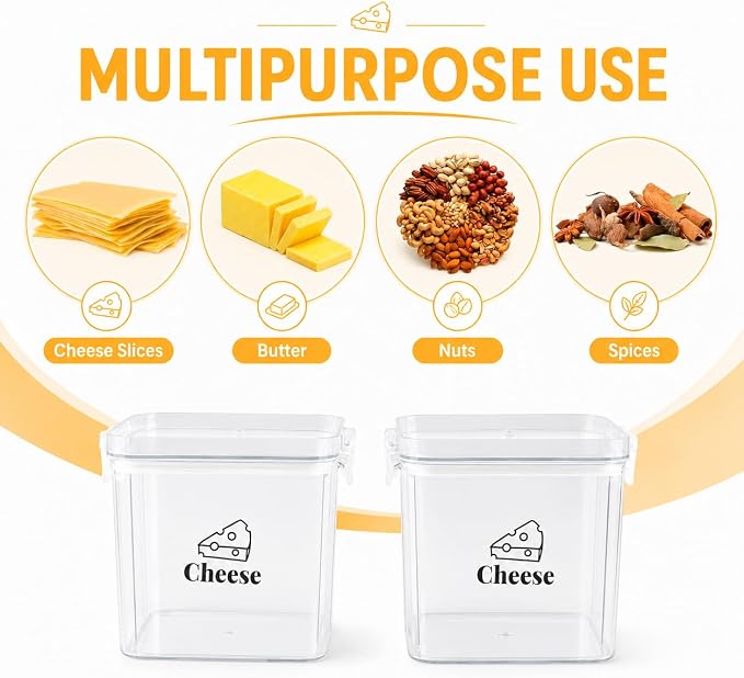 2 Pack Cheese Container for Refrigerator Airtight Creamer Container - Image 4
