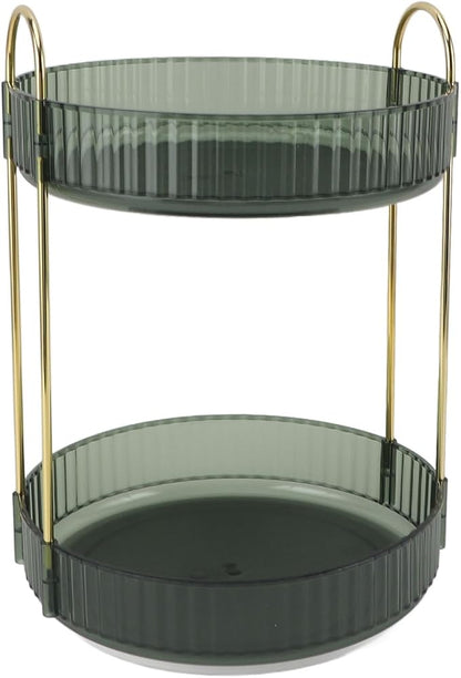 Makeup Organizer Rack 2 Tier 360 Deg Rotation Space Saving Cosmetic Countertop - Image 4